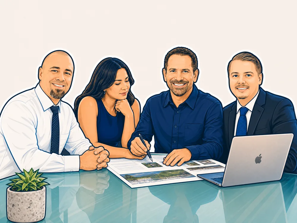 The USA Mortgage private lending team reviewing a real estate deal